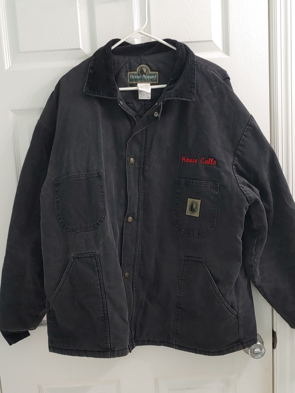Vintage Berne Barn Coat Men's Black Utility Insulated Chore Jacket Size XXL
